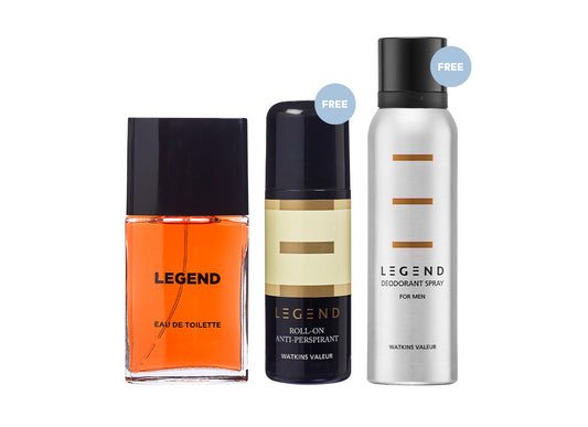 LEGEND EAU DE TOILETTE 50ML FREE LEGEND ANTI-PERSPIRANT ROLL-ON 50ML FREE LEGEND DEODORANT SPRAY 120ML